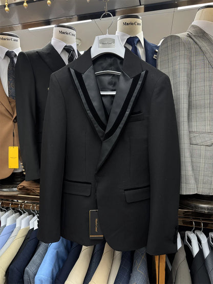 Smooth Groom Wear Elegant Single Breasted Men Suit 3-pieces Classy Formal Peak Lapel Customized Set Four Seasons