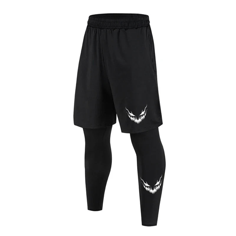 Men's 2 Piece Running Set Quick Dry Sport Shorts with Compression Tights for Gym Fitness Jogging Basketball