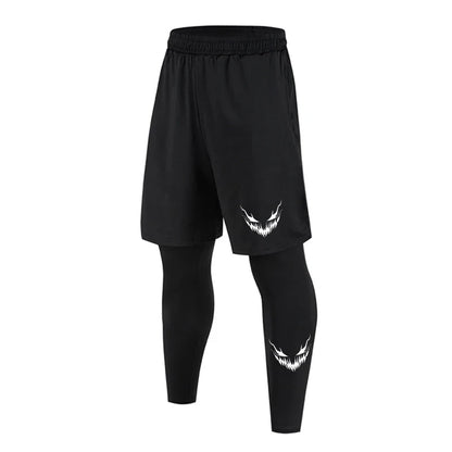 Men's 2 Piece Running Set Quick Dry Sport Shorts with Compression Tights for Gym Fitness Jogging Basketball
