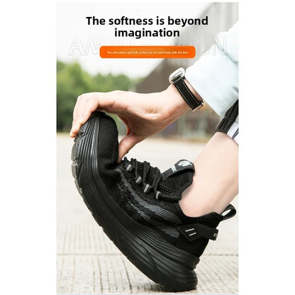 Men's Summer Labor Protection Shoes Insulated Anti-Smashing Anti-Piercing Steel Toe Caps Safety Comfortable Work Footwear