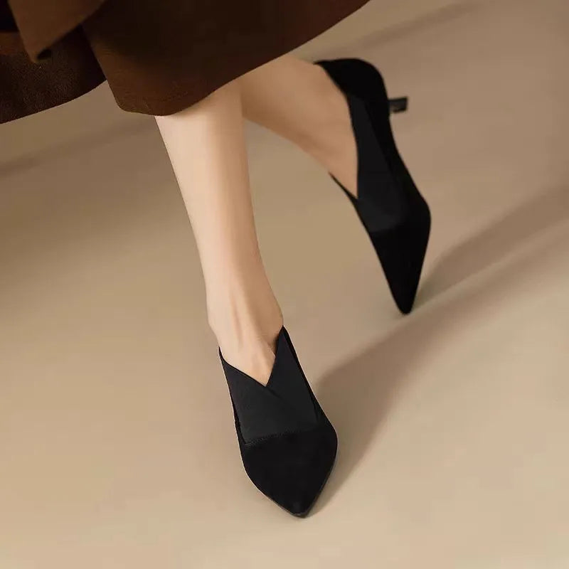 Spring/ Autumn New Comfortable Stiletto Women's Shoes Suede Party Women's Shoes Fashion Pointed Toe High Heels Zapatos De Mujer
