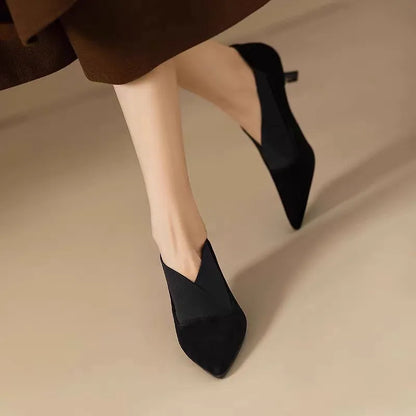 Spring/ Autumn New Comfortable Stiletto Women's Shoes Suede Party Women's Shoes Fashion Pointed Toe High Heels Zapatos De Mujer