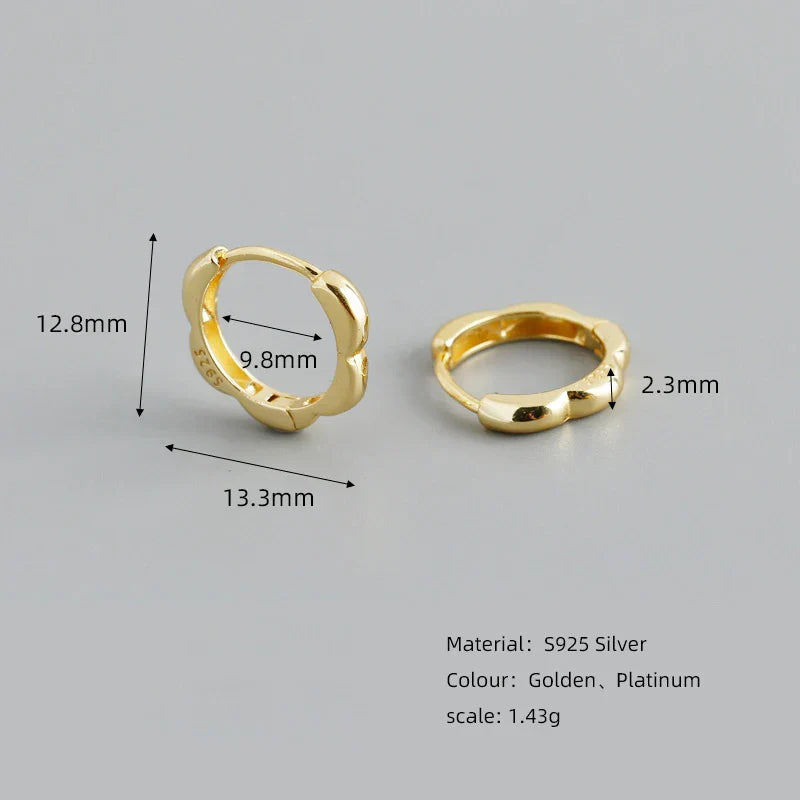 925 Sterling Silver Simple European Plum Circle Hoop Earrings For Women Fashion Charms Huggies Party Jewelry Accessories