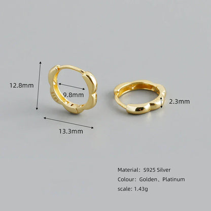 925 Sterling Silver Simple European Plum Circle Hoop Earrings For Women Fashion Charms Huggies Party Jewelry Accessories