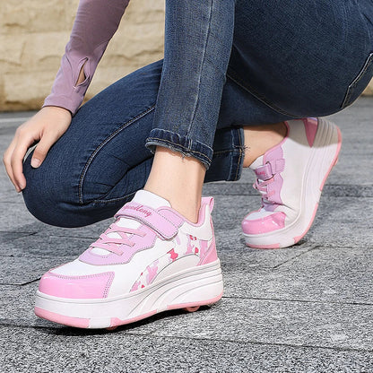 New Roller Skates Sneakers for Children Sports Shoes for Boys Retractable Skates with Removable Sheels Unisex Casual Footwear