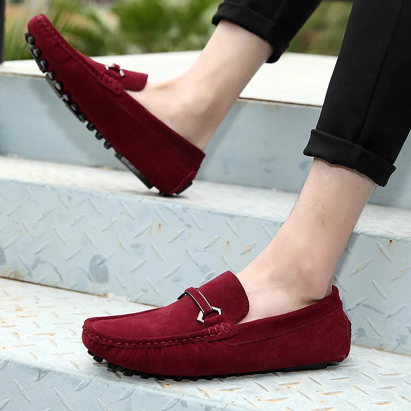 Genuine Leather Men Casual Shoes High Quality Suede Slip on Man Loafers Flats Soft Non Slip Mens Driving Shoes Size 38-46
