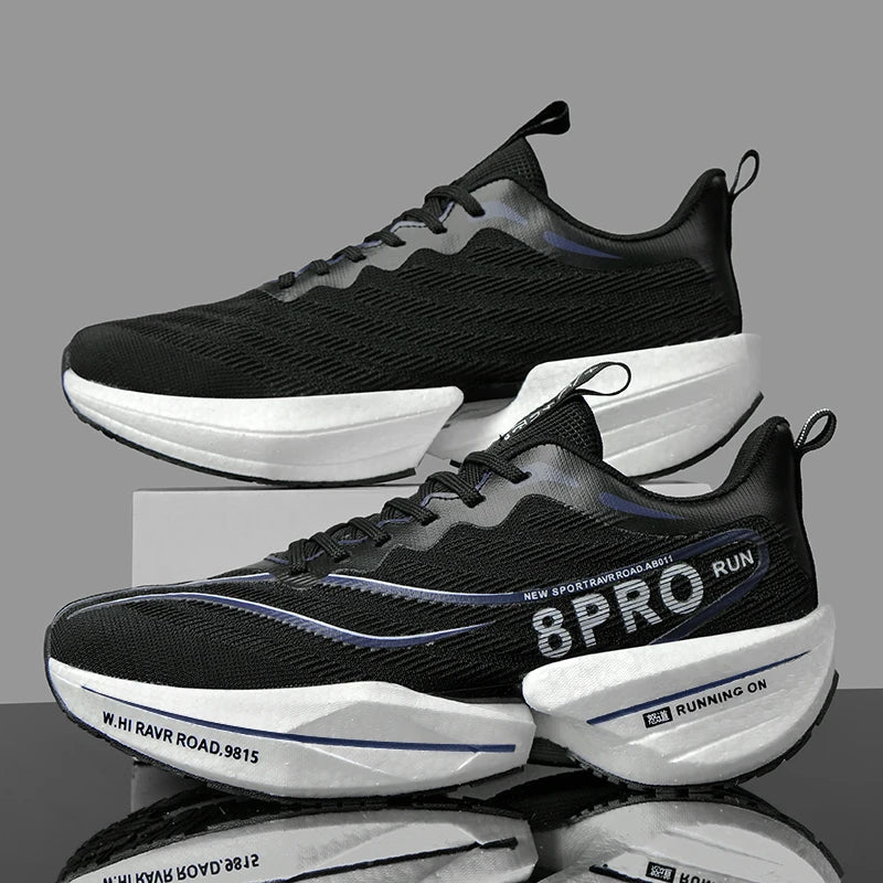 Men's Carbon Plate Sneakers Outdoor Soft Sole Mesh Sports Shoes Running Shoes Light Anti-Slip Casual Couple Tennis Shoes