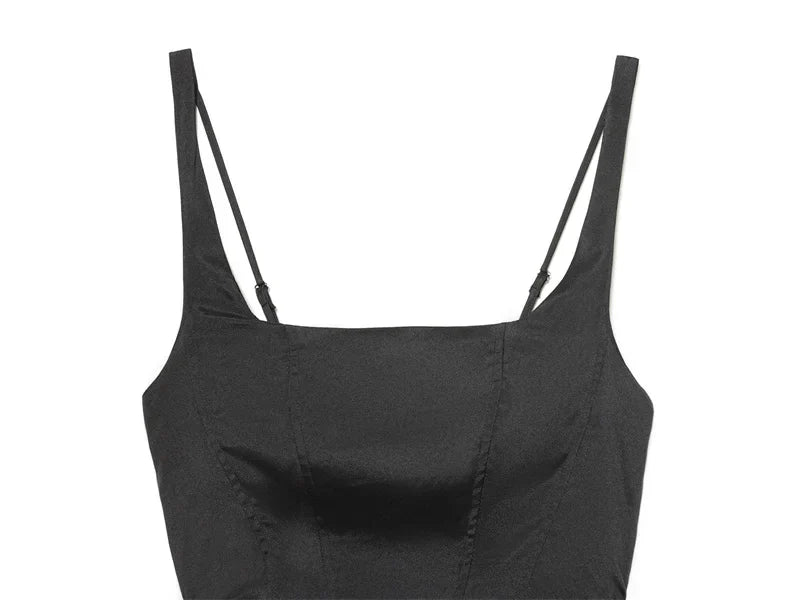 Women's Dress 2025 Autumn New Arrivals Reddish-Brown Spaghetti Strap Sexy Bodycon Mini Dress with Tie Details Stylish and Unique
