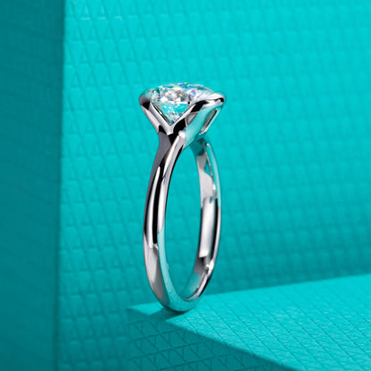 2ct D Color Moissanite Engagement Ring 925 Sterling Silver Half Bezel Setting Solitaire Promise Rings for Women Gifts