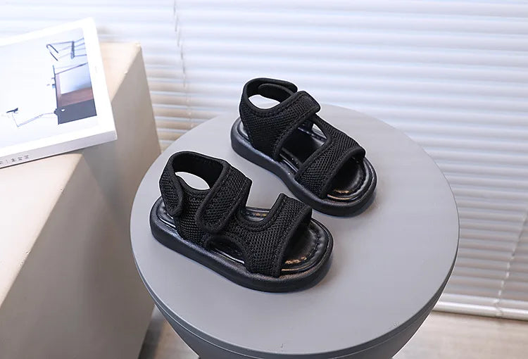 Summer Boy Casual Lightweight Cloth Vamp Beach Shoes Student Outdoor Girls Sandals Breathable Daily Platform Flat Sandals I05073