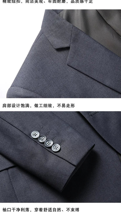 Suit Fashionable Formal Outdoor Gentleman Solid-color Men's Business Wedding Hosting Banquets Casual British Style Fitted Gentle