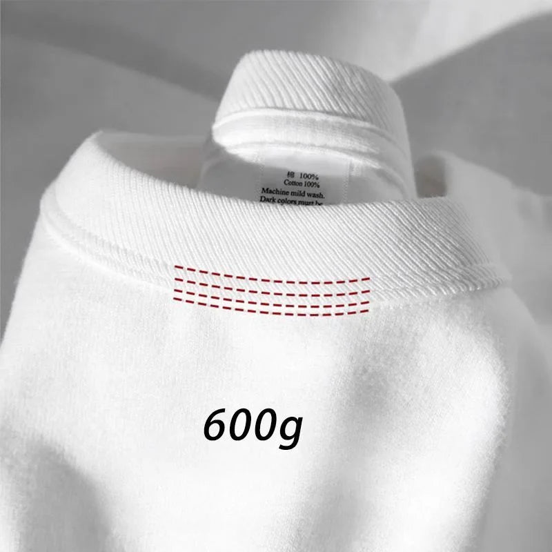 600grams 100% Cotton Men Oversized Heavyweight T Shirt Summer Women Short Sleeve Top Casual Men's Tees