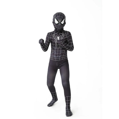 biack spider man  Superhero Costume Bodysuit for Spandex Zentai Halloween Cosplay Jumpsuit 3D Style