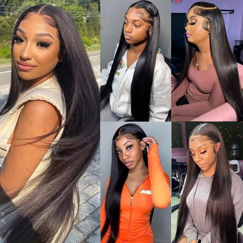 200% Density 13x4 Bone Straight Hd Transparent Lace Front Human Hair Wig 40 Inch 13x6 Lace Frontal Wig For Women Brazilian Wigs