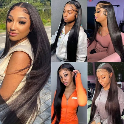 200% Density 13x4 Bone Straight Hd Transparent Lace Front Human Hair Wig 40 Inch 13x6 Lace Frontal Wig For Women Brazilian Wigs
