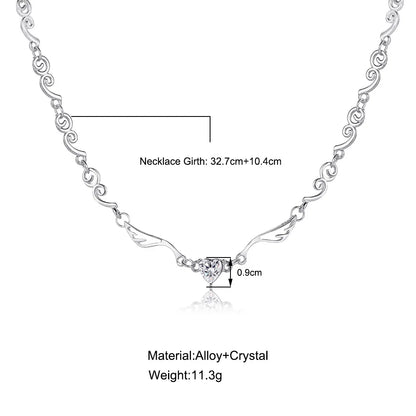 Heart Shape Pendant Necklaces Silver Color 5A Cubic Zirconia Minimalist Style Clavicle Chain Women And Girl Jewelry