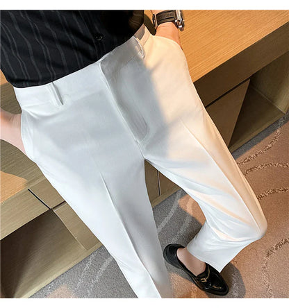 Men Solid Boutique Suits Pants Male Formal Wear Wedding Dress Trousers Quality Men British Style Business Casual Suit Pants 36