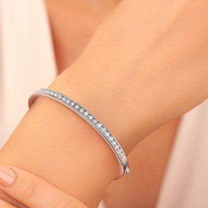 2.5mm Full Moissanite Bangle For Women 100% S925 Silver Sparkling D Color VVS Lab Diamond Bracelet Party Fine Jewelry Gift