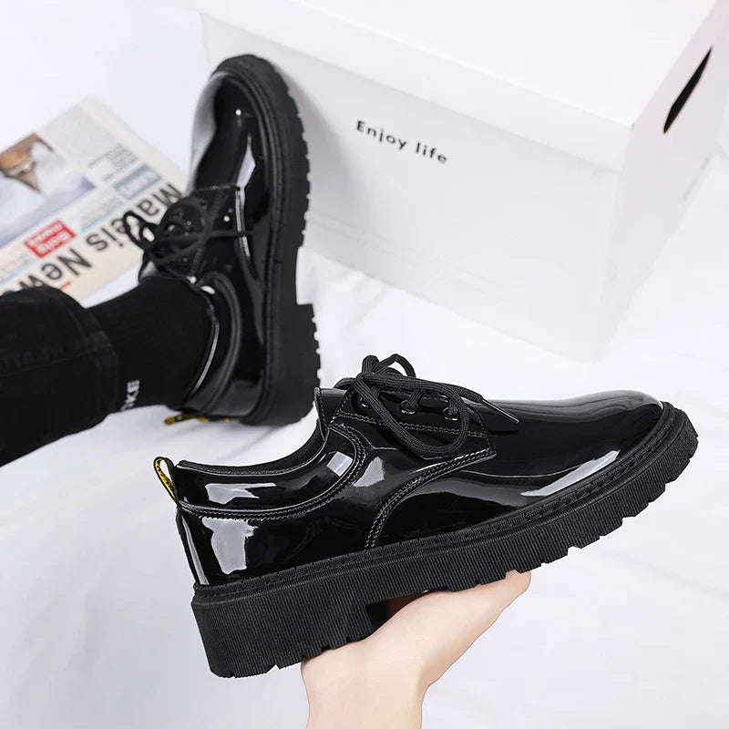 2024 Spring Autumn New Designer Men's Dress Shoes Fashion Business Formal Bright Face Patent Leather Black Derby Shoes for Men