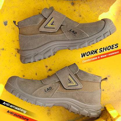 Men's work shoes with wear-resistant solid soles, anti smashing and puncture safety shoes, comfortable and breathable