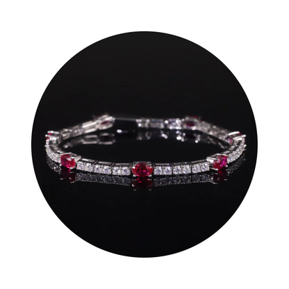 Lab Grown Ruby Tennis Bracelet 925 Sterling Silver Birthstone Bracelet  Fancy Party Wear Bracelet Gift For Women