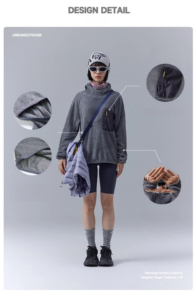 All Season 190g Ultra-light Breathable Thermal Hoodie, Urban Outdoor Techwear Mid-layer with Thumbholes & Zip Pocket