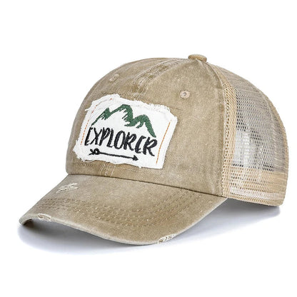 Unisex Washed Cotton Cap Mountain Embroidery Vintage Baseball Caps Men Women Adjustable Breathable Outdoor Streetwear Sports Hat