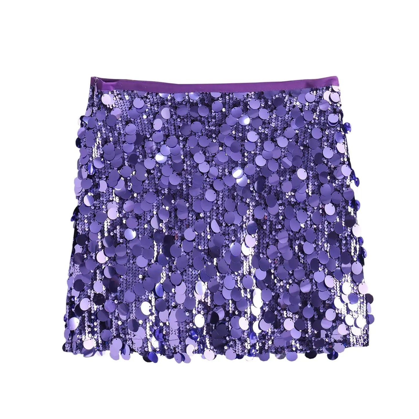 Women Spring Autumn Chic Mini Skirts Fashion With Sequined Solid Side Zipper Short Skirt Female Vintage High Waist Skirt