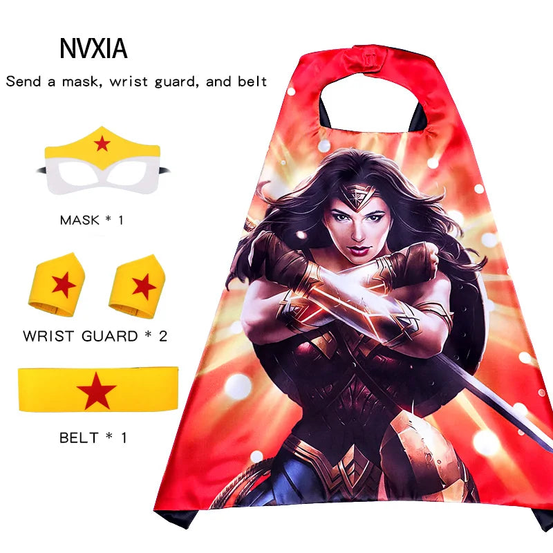 Spiderman Iron Man Children Cloak Cosplay Costume Masquerade Kids Mask Cape Thor Cape Birthday Party Gift