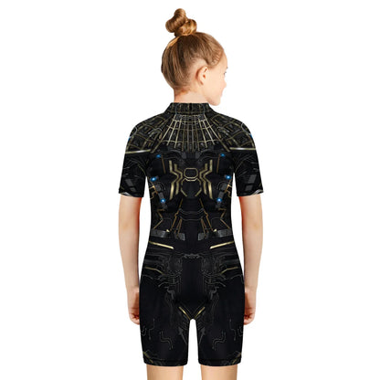 Children One Pieces Swimsuit Superhero 3D Print Playsuit Child Short Sleeve Swimwear Beach Bathing Suit Swim Wear For Boys Girls