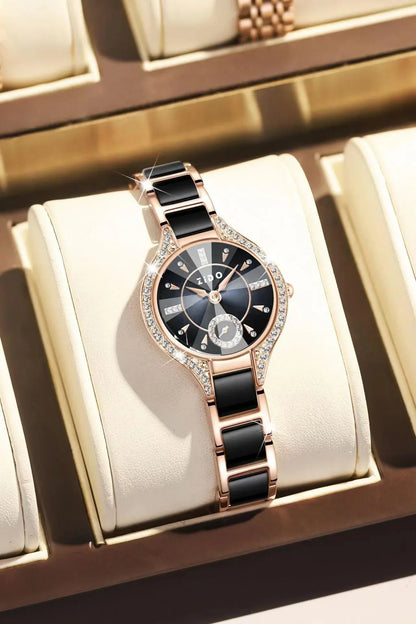 Watch For Women Brand Retro Light Luxury Waterproof Diamond inlaid high quality Stainless Steel Female Fashion Clock Watchees