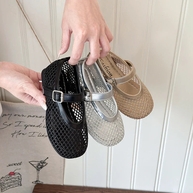Summer Girl's Sandals Hollow Out Hook-loop Casual Chic Kid's Flat Shoe Solid Colors Anti-slip Daily Versatile Children Shoes