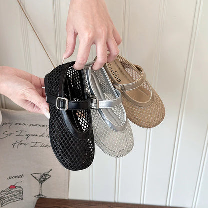 Summer Girl's Sandals Hollow Out Hook-loop Casual Chic Kid's Flat Shoe Solid Colors Anti-slip Daily Versatile Children Shoes
