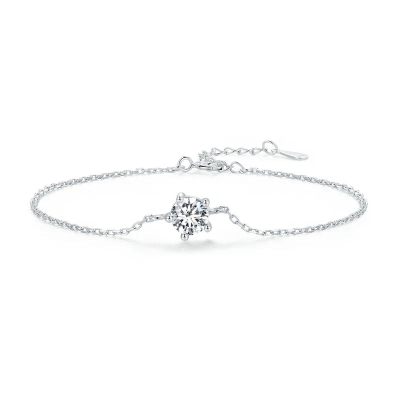 1CT Moissanite Bracelet Trendy 925 Sterling Silver Chain Charms For Women 2023 Classic Jewelry