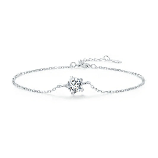 1CT Moissanite Bracelet Trendy 925 Sterling Silver Chain Charms For Women 2023 Classic Jewelry