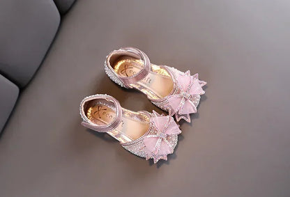 2025 Summer Girls Flat Princess Sandals Fashion Sequins Bow Rhinestone Baby Shoes Kids Shoes For Party Wedding Party Sandals