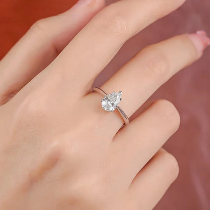2.0ct Water Drop Cut Moissanite S925 Sterling Silver Pear Cut Diamond Wedding Rings for Women Engagement Promise Band
