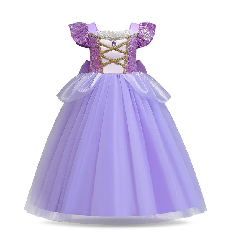 Cinderella Princess Ball Gown Fancy Birthday Rapunzel Belle Vestidos Party Dress Girls Costume Carnival Elegant Clothes
