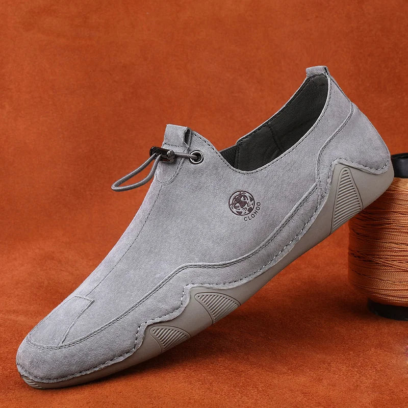 Breathable Light Anti-slip Outdoor Flat Shoes for Men Casual Driving Shoes Genuine Leather Boat Shoes Soft Sole Footwear
