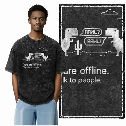 THEME Printed Cotton Acid Washed Exclusive Graphic Unisex T Shirt Cool Streetwear Men Tshirts Big Size Tee for men