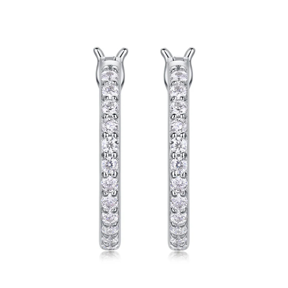 2mm D Color Moissanite Earring s925 Silver Plated 18k White Gold with GRA Certificates Wedding Hoop Earrings for Women