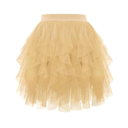 Women's Tulle Tutu Skirt Fashion Solid Color High Waist Mesh Skirt A-line Puff Skirt Cute Cake Skirt Cute Ballet Ball Half Skirt