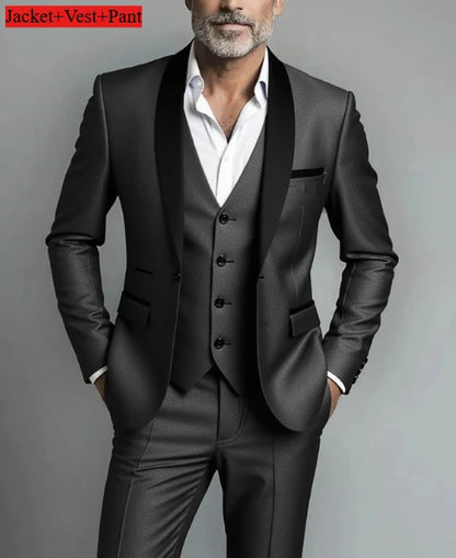 Men Formal Slim Fit Tuxedo Prom Suit Male Groom Wedding Blazers High Quality Groomsman Luxury Dress Business Banquet Party Suit