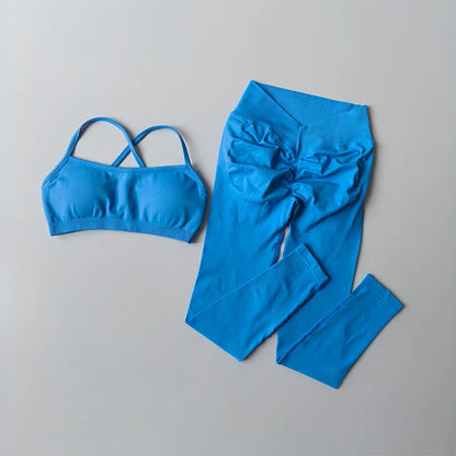 Women's Seamless High-Waisted Gym Legging And Padded Tank Top Workout Fitness Sport Bras Suit Yoga Set Fitness Gym Clothing