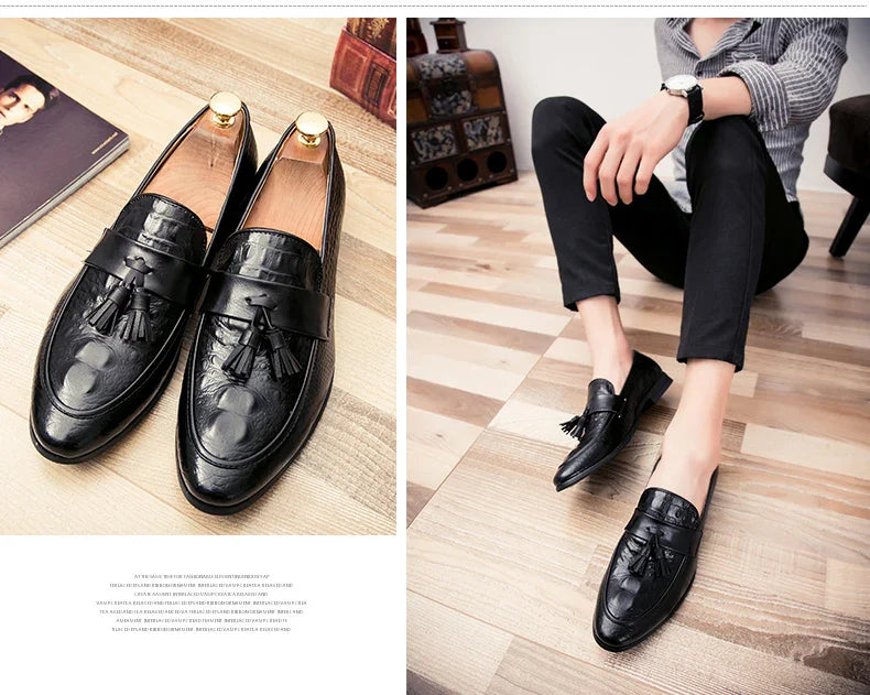 Brand New Mens Casual Shoes Lazy Pointed Leather Shoes Comfortable Sneakers Zapatos De Hombre Snake Skin Dresses 38-47