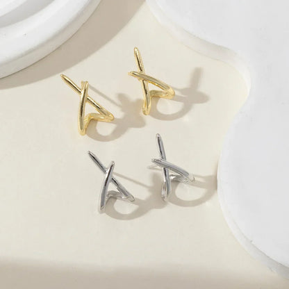 Trendy Gold Color Cross Stud Earrings for Women Dainty Simple Minimalist Earring Fashion Jewelry Party Gifts Wholesale