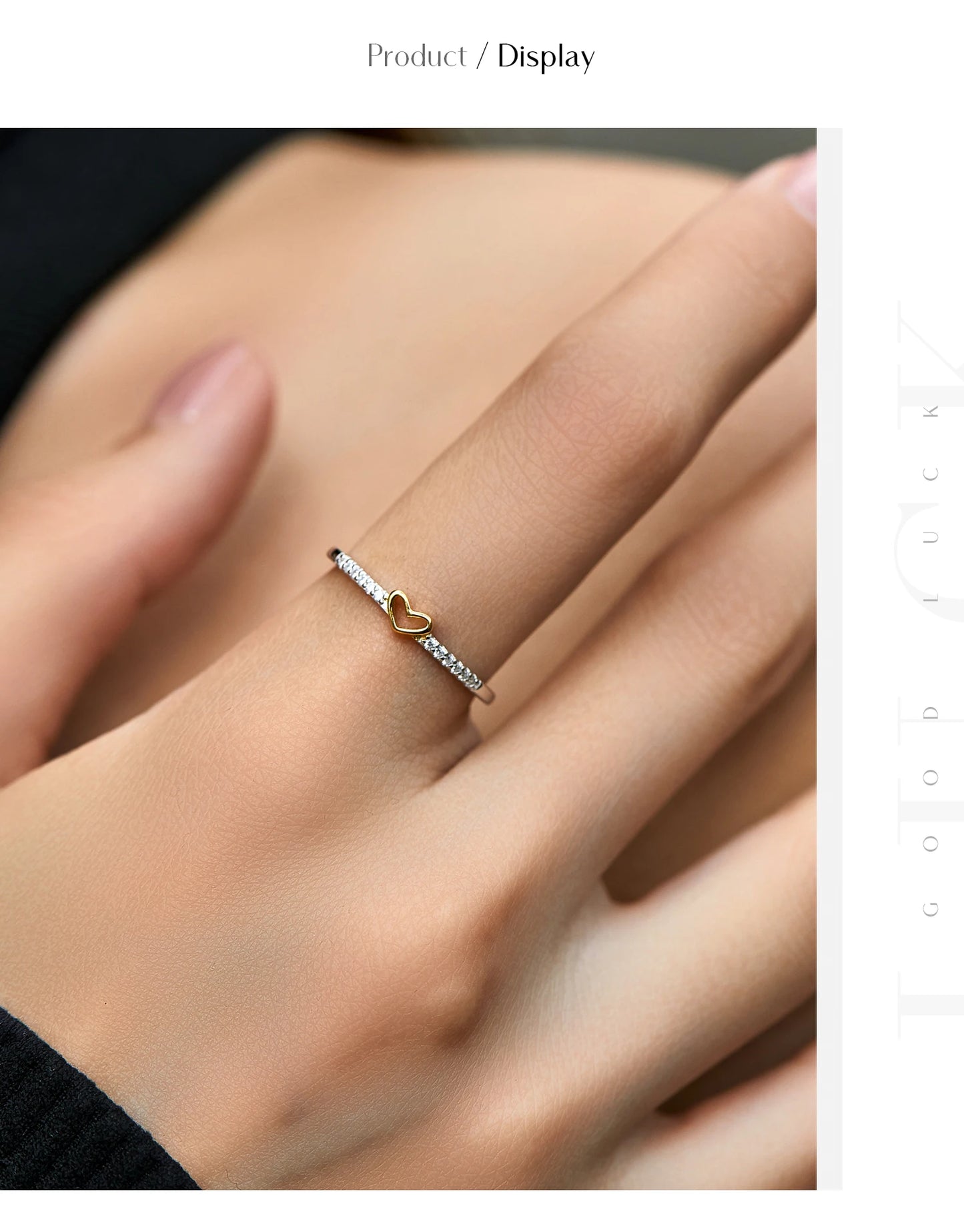 925 Sterling Silver Simple Romantic Heart Finger Ring Trendy Metallic Contrast Design Rings For Women Fine Jewelry