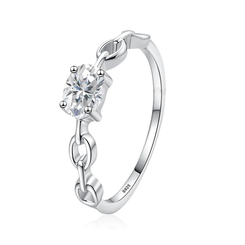 0.5ct D Oval Cut Moissanite Ring for Women 925 Sterling Silver Lab Diamond Engagement Wedding Rings Jewelry Bands