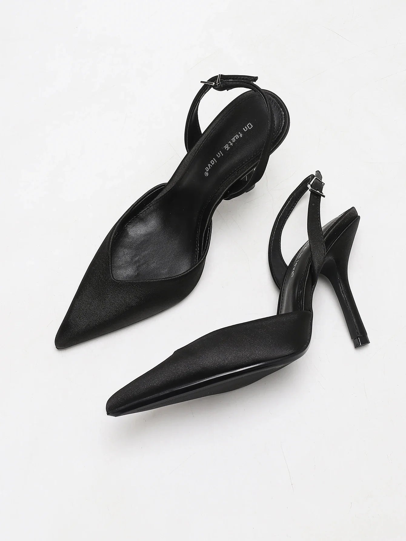 Women's Ivory Satin Pointed-Toe Slingback Heeled Sandals