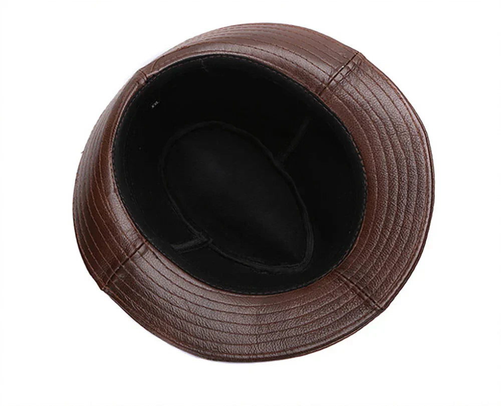 2026  Autumn Men Real Genuine Cowhide Leather Top Hats Men Fashion Caps Winter Warm New Cowboy  100% Real Cowhide Leather Hats